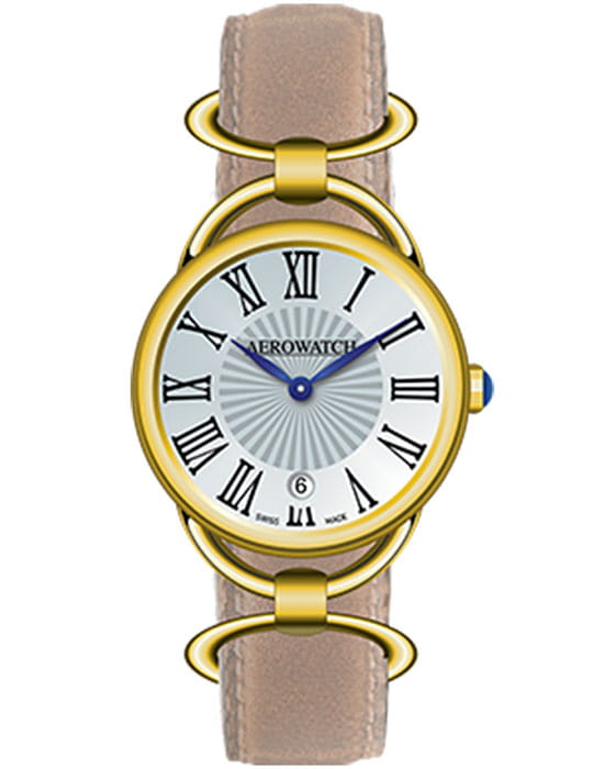 Aerowatch Aerowatch 07977 JA01  07977 JA01 кварцевые женские часы серебристый циферблат, браслет кожаный — вид спереди